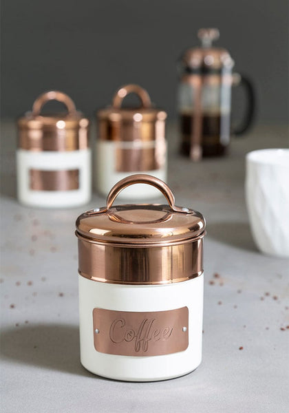 Georgina Two-toned Kitchen Cannisters in Gold and Cream