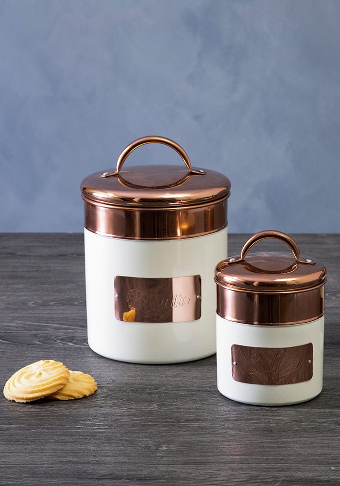 Georgina Two-toned Kitchen Cannisters in Gold and Cream