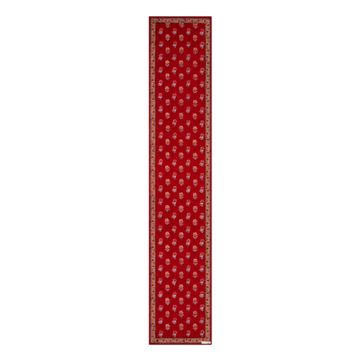 Block printed Kum Kum table runner in shades of red
