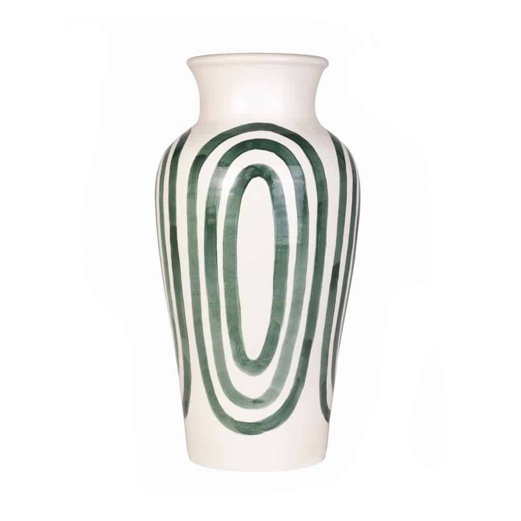 Kyklos Green on White Vase