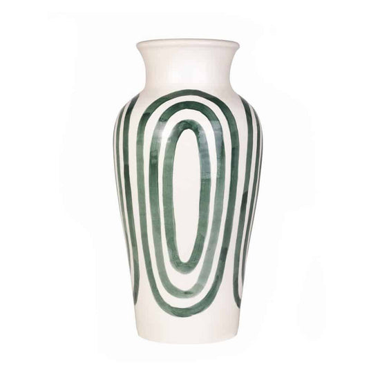 Kyklos Green on White Vase