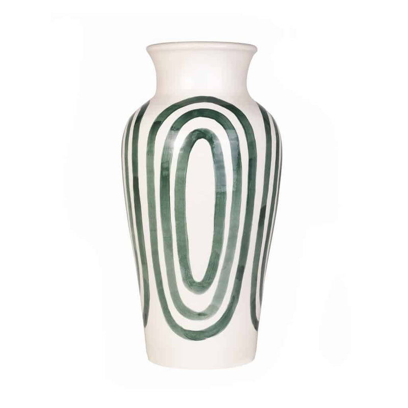 Kyklos Green on White Vase