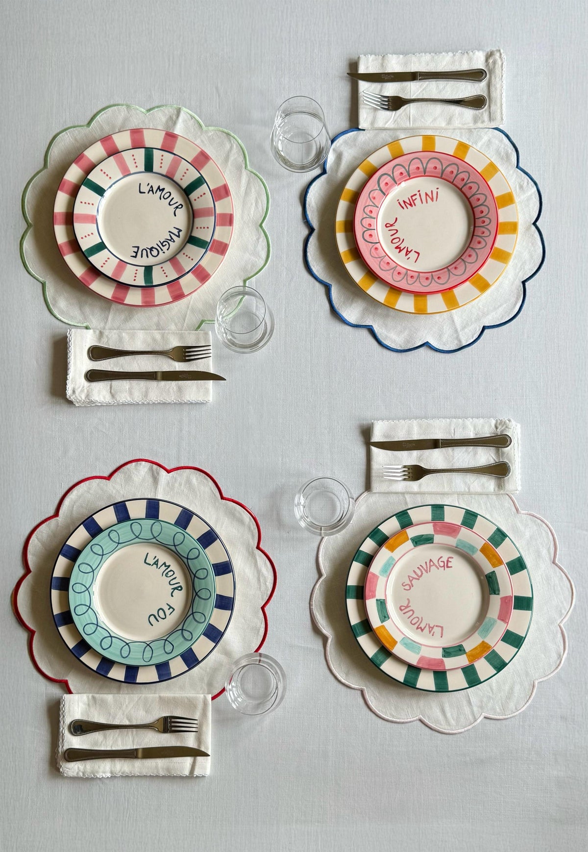 Set of 4 'L'Amour' Dessert Plates