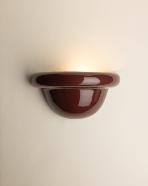Redonda Uplight Ceramic Sconce Wall Light, Burgundy