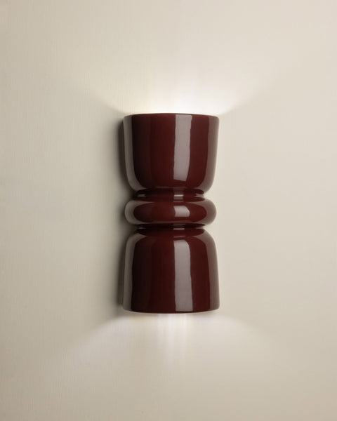 Redonda Up & Down Ceramic Wall Light, Burgundy