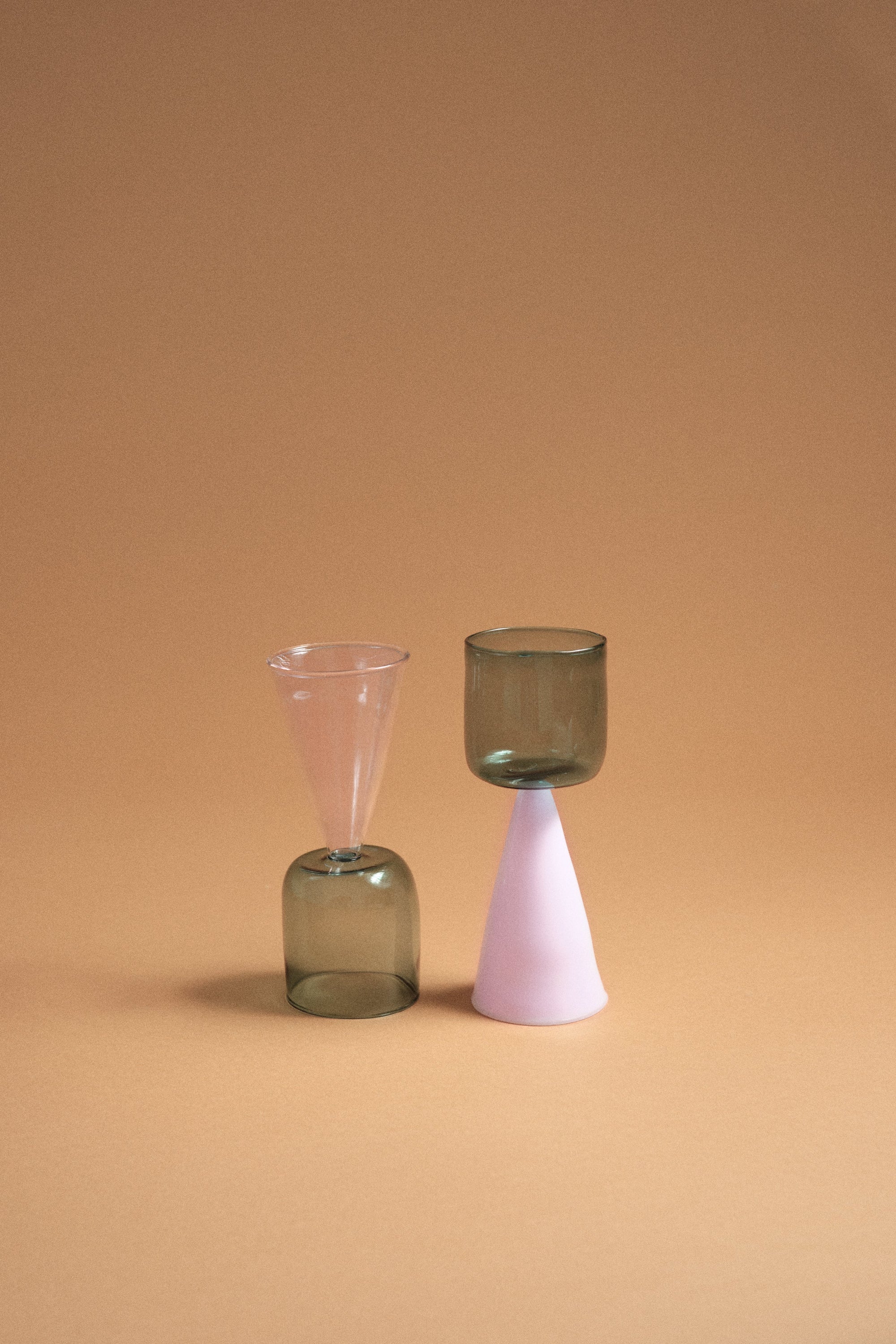 Bical Glass, Teal Blue & Dusty Pink