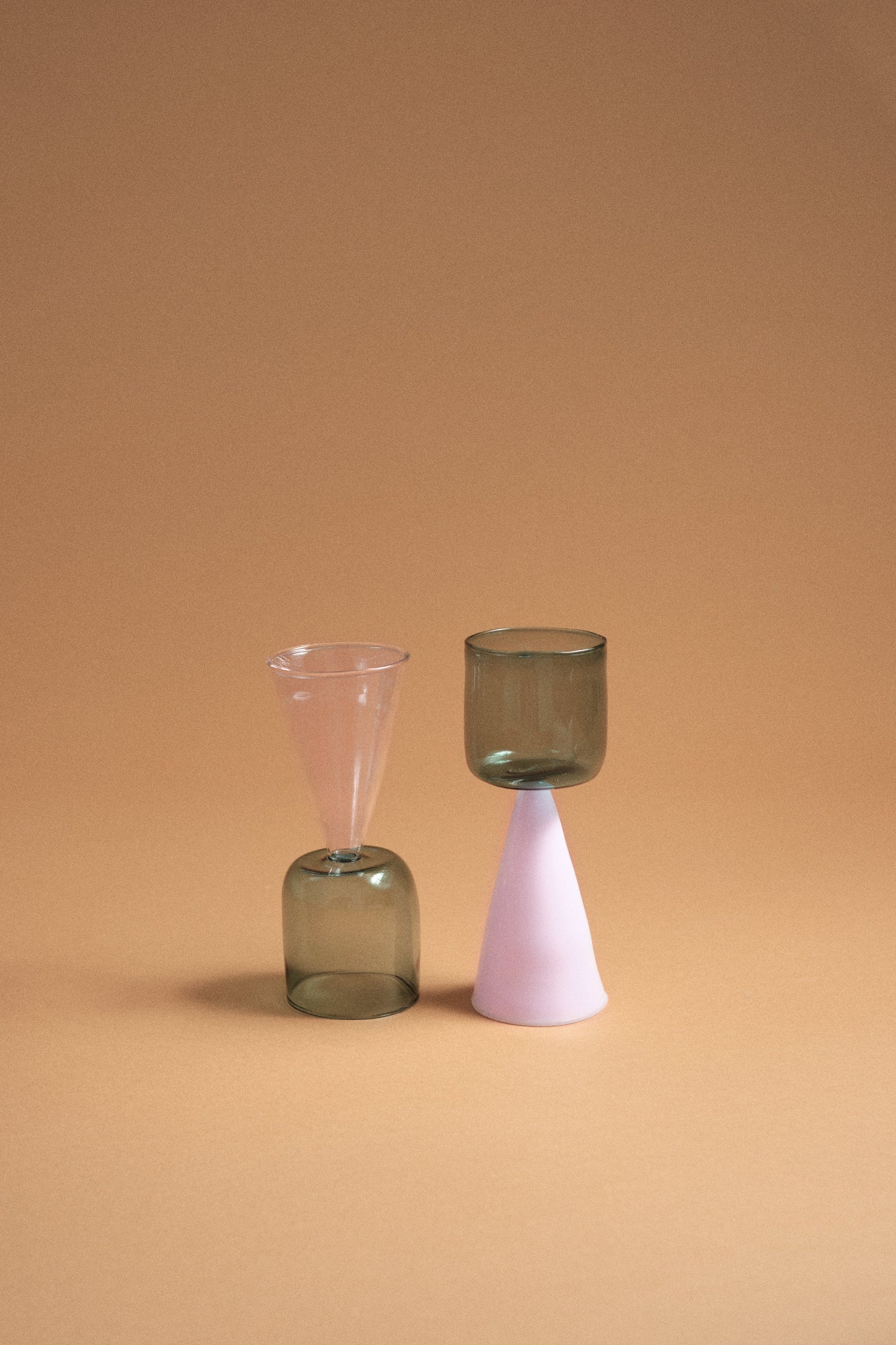 Bical Glass, Teal Blue & Dusty Pink
