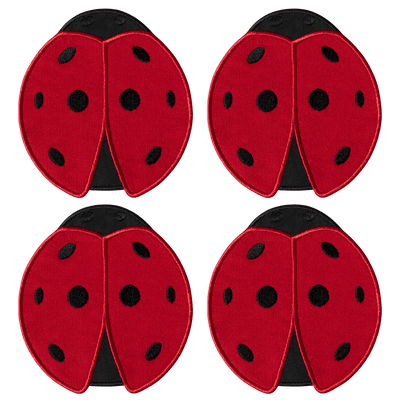 Set of 4 Octaevo Ladybug Coasters: red and black with spots, shown in a grid on a light background.