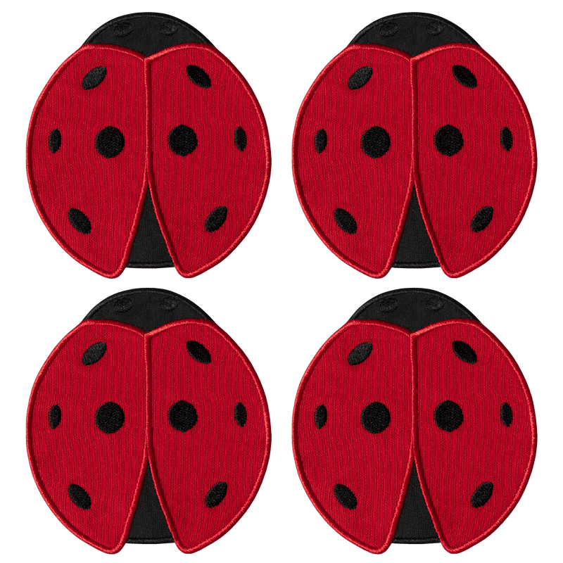 Set of 4 Octaevo Ladybug Coasters: red and black with spots, shown in a grid on a light background.