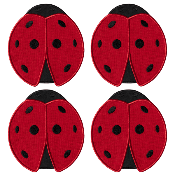 Set of 4 Octaevo Ladybug Coasters: red and black with spots, shown in a grid on a light background.