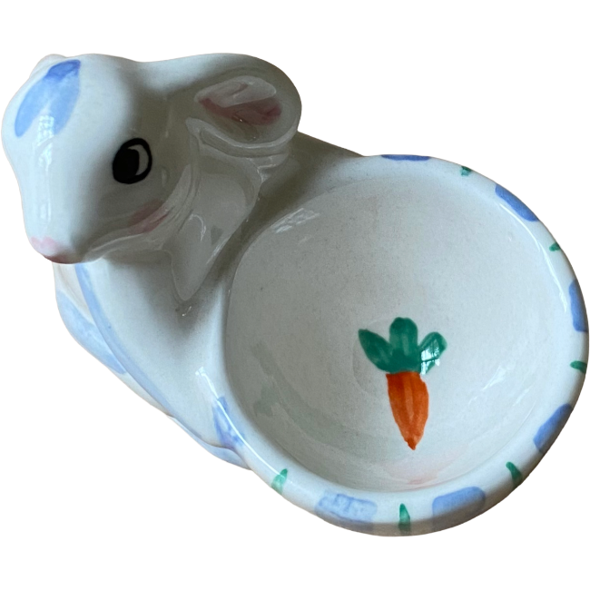 Blue Striped Bunny Egg Cup