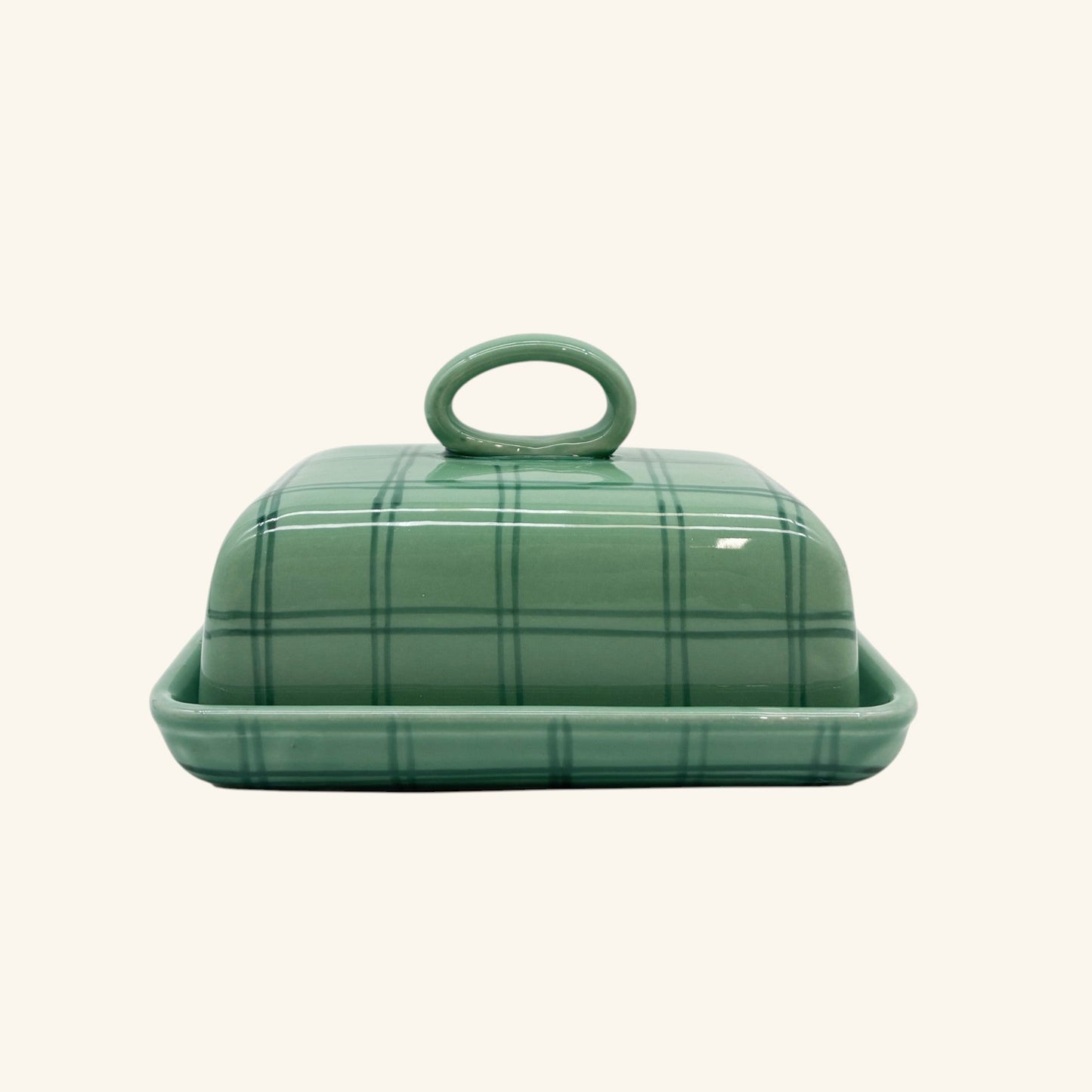 Gingham Butter Dish