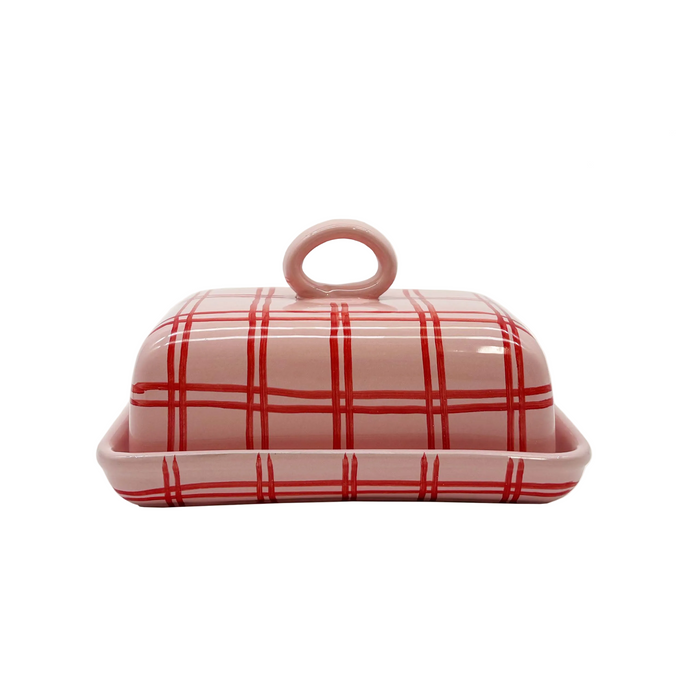 Gingham Butter Dish