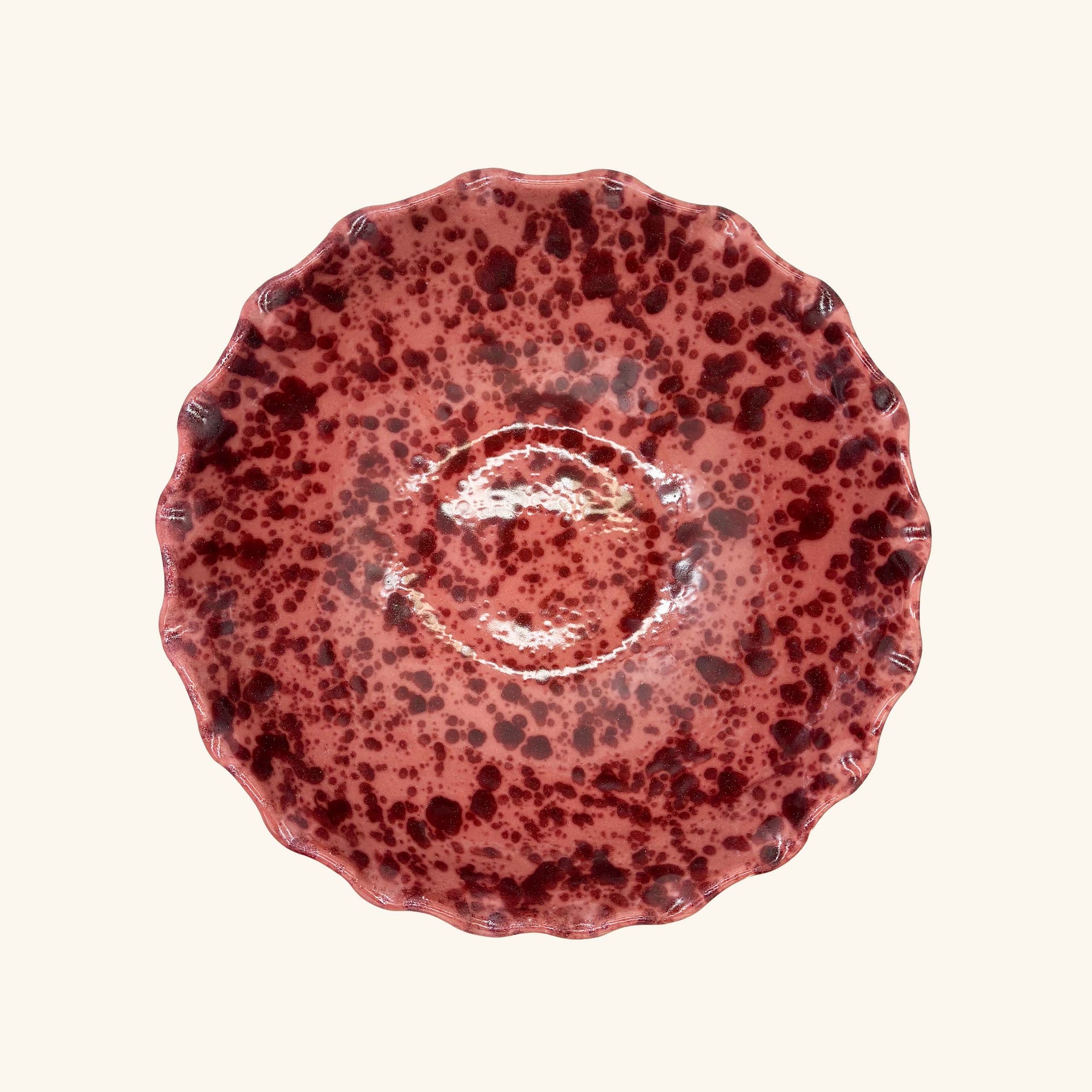 Large Splatterware Wavy Bowl