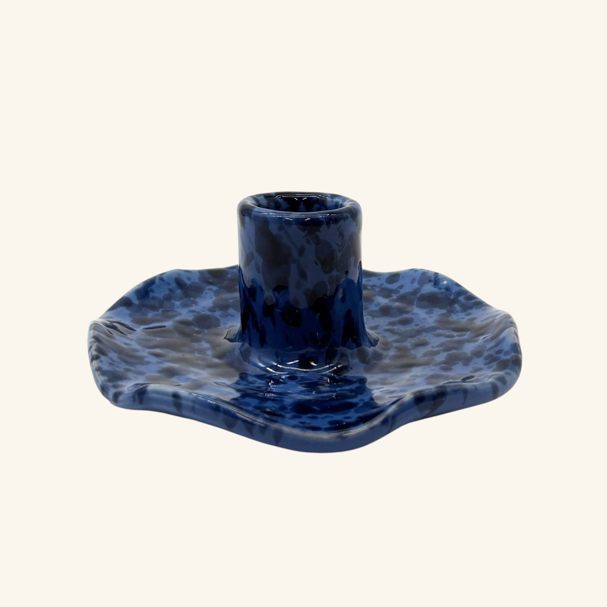 Scalloped Splatterware Candle Holder