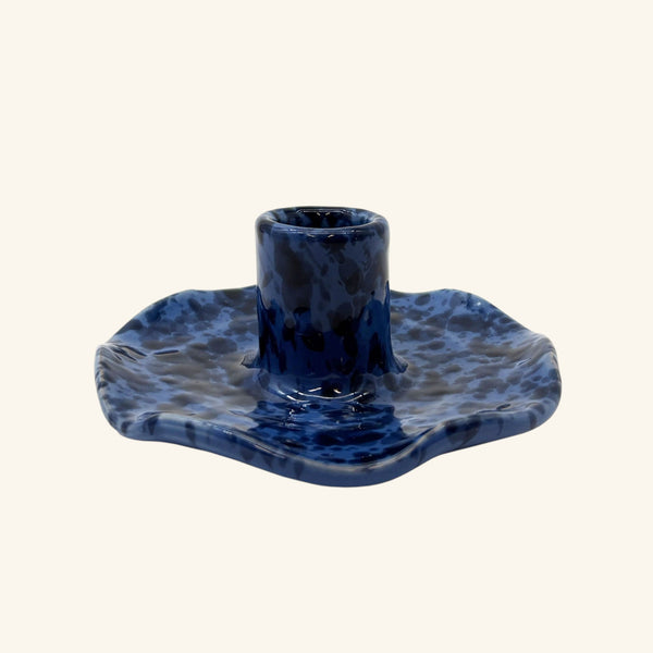 Scalloped Splatterware Candle Holder
