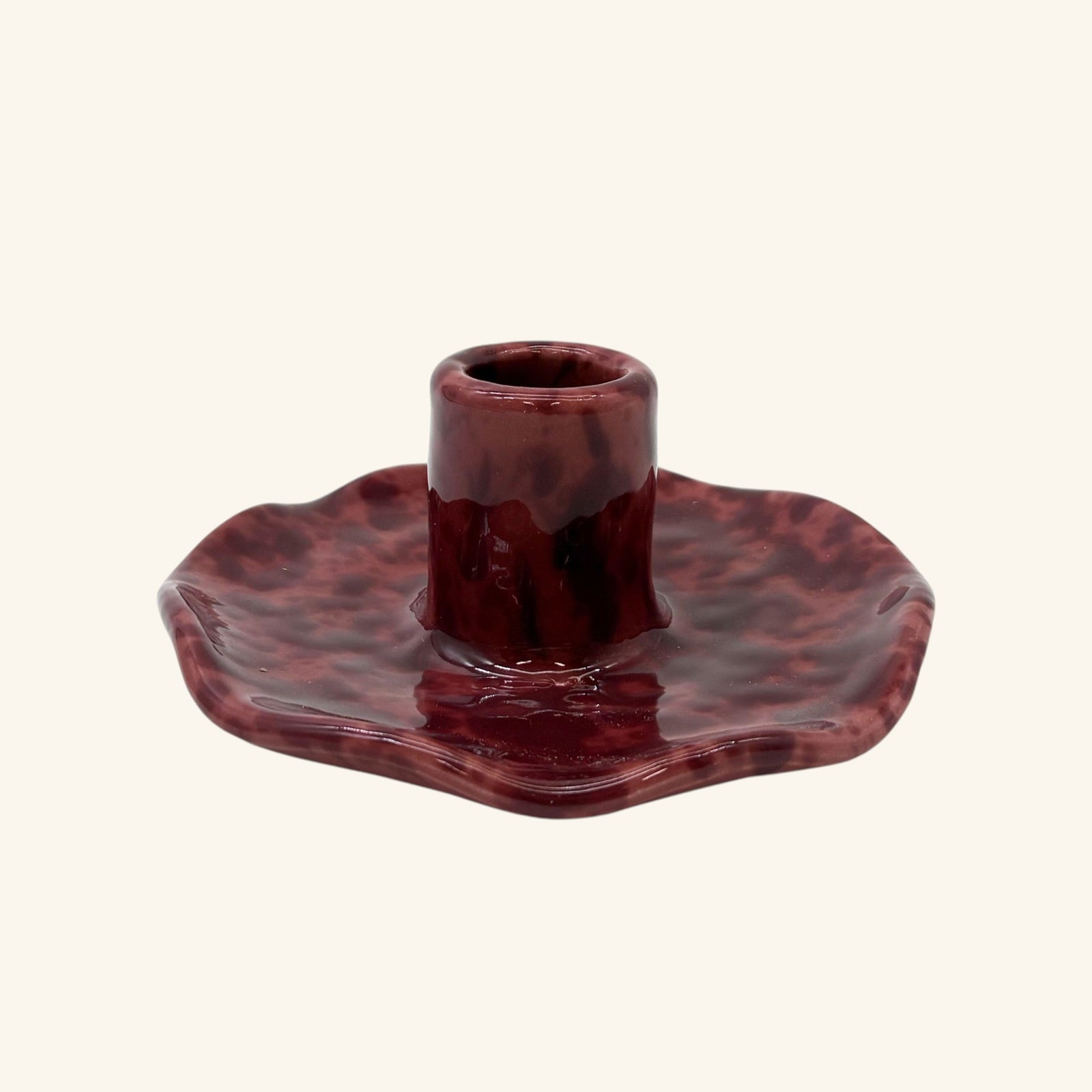Scalloped Splatterware Candle Holder