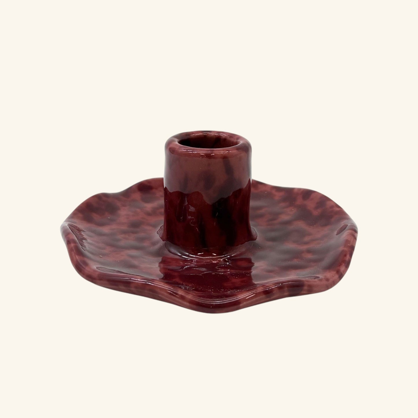 Scalloped Splatterware Candle Holder