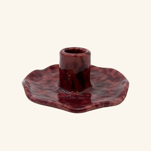 Scalloped Splatterware Candle Holder