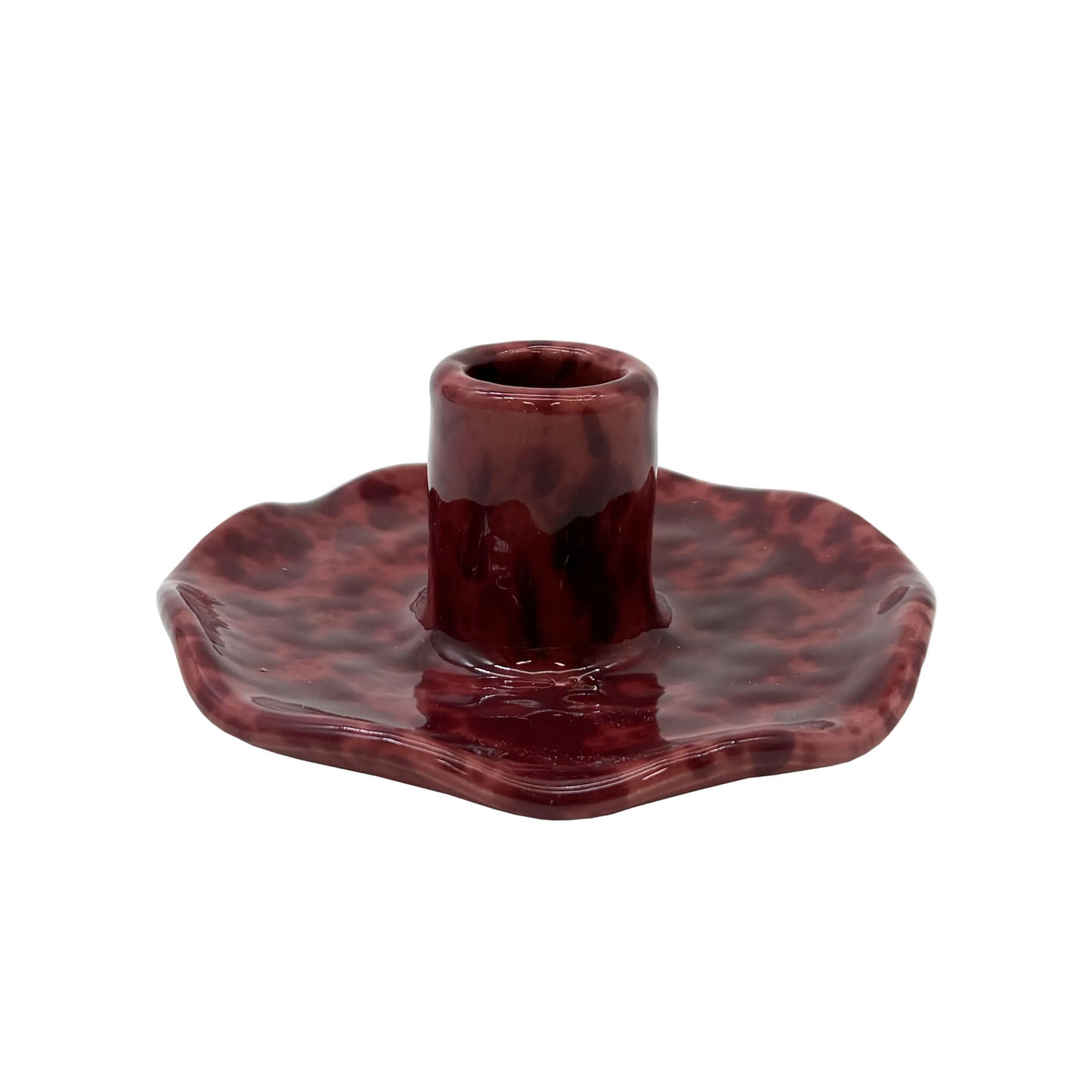 Scalloped Splatterware Candle Holder