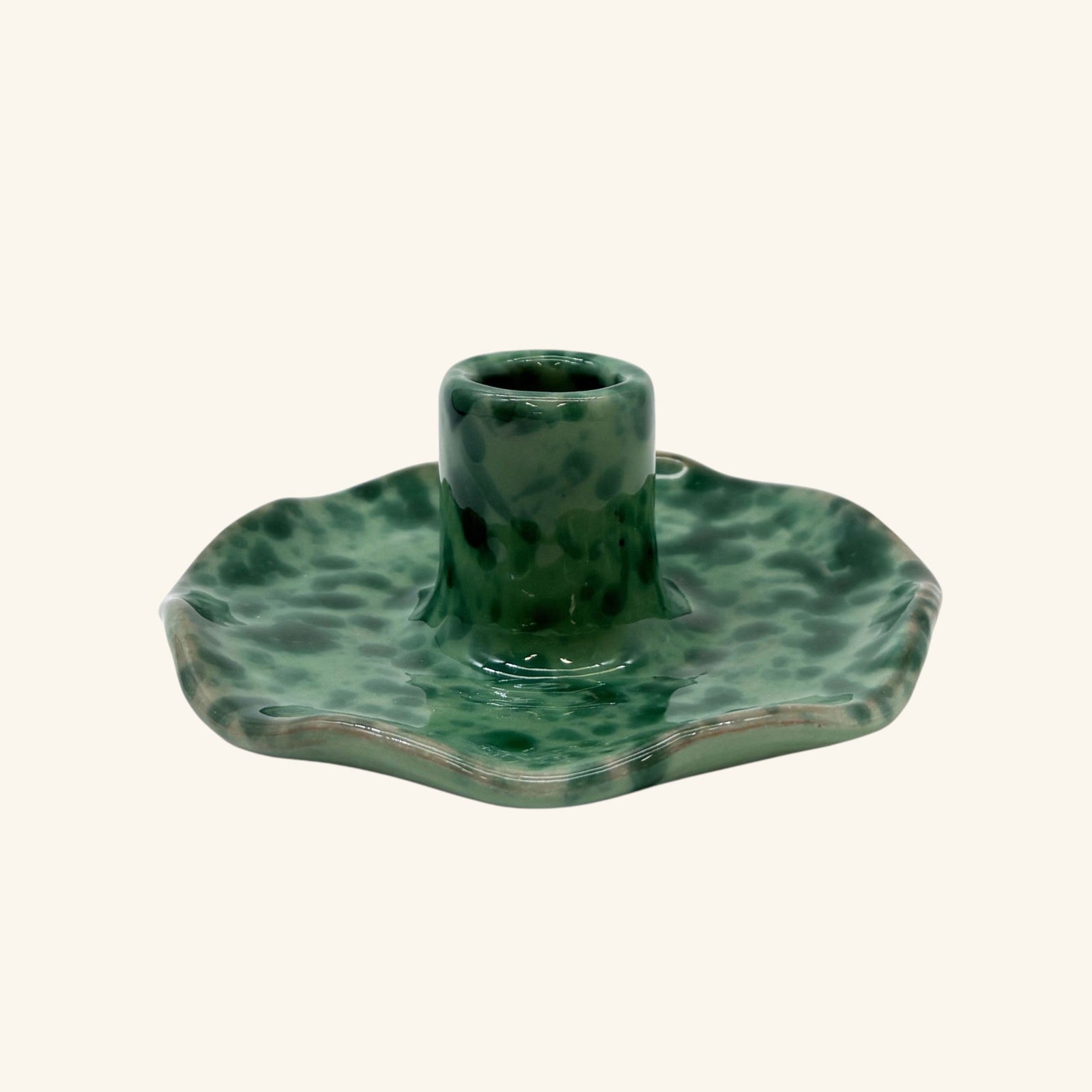 Scalloped Splatterware Candle Holder