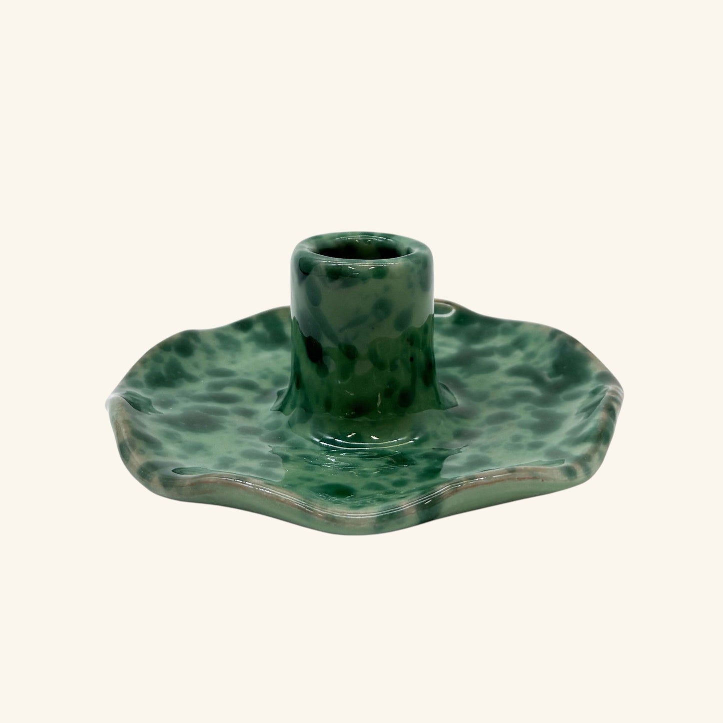 Scalloped Splatterware Candle Holder
