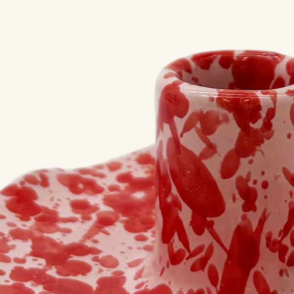 Scalloped Splatterware Candle Holder