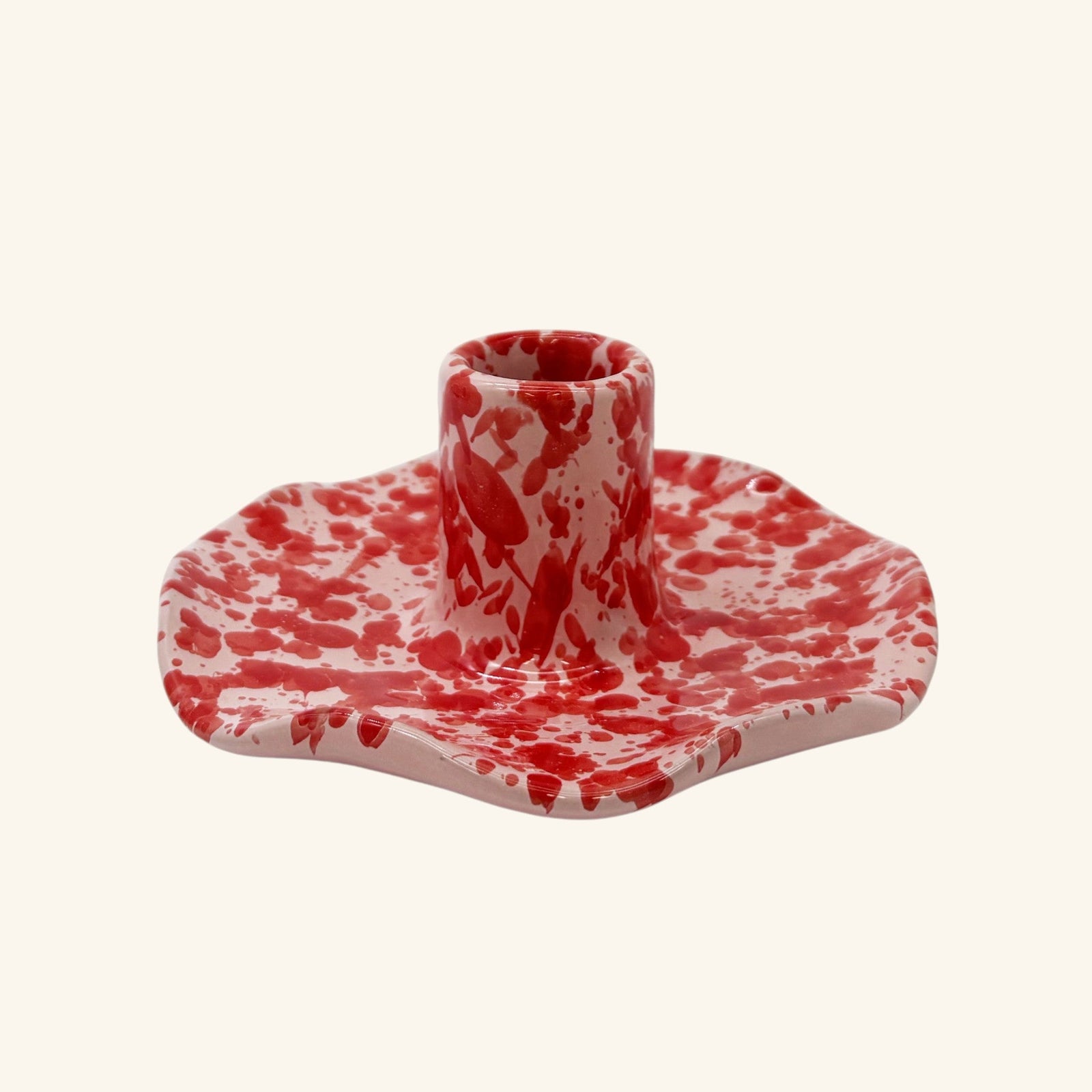 Scalloped Splatterware Candle Holder