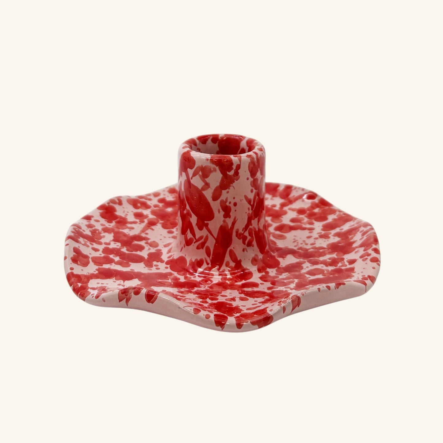 Scalloped Splatterware Candle Holder