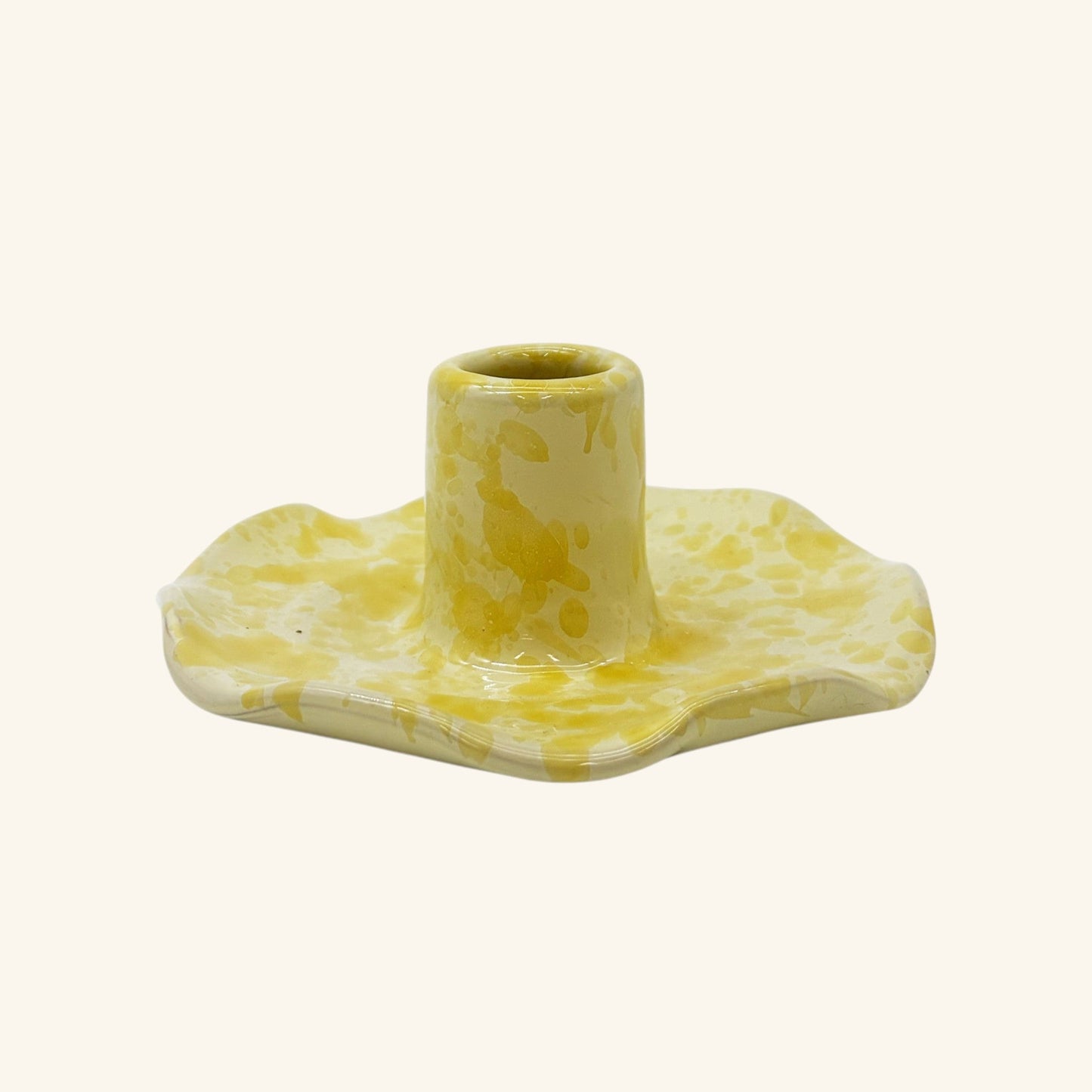 Scalloped Splatterware Candle Holder