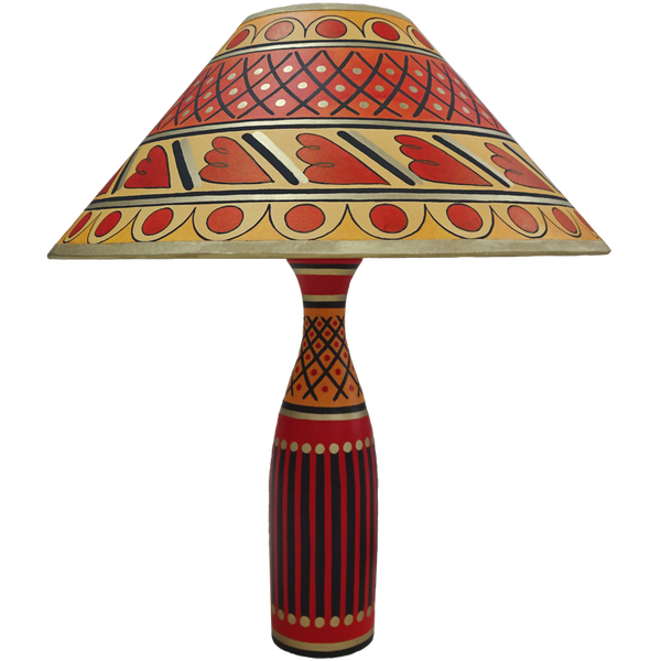 Cross-Hatch Hand Painted 14" Lampshade in Yellow Gold