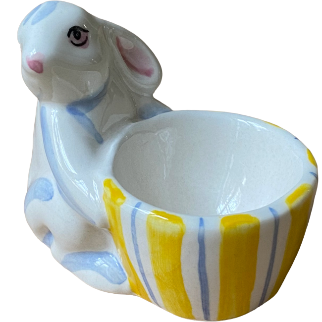 Yellow Striped Bunny Egg Cup