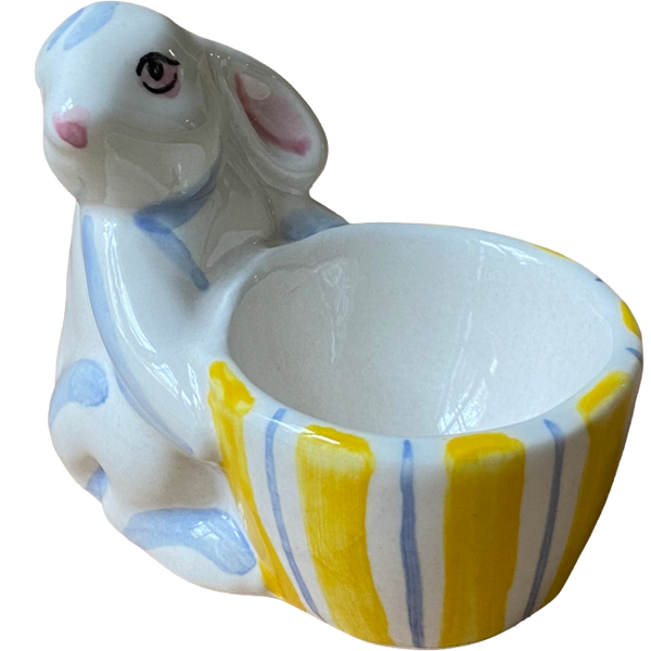 Yellow Striped Bunny Egg Cup