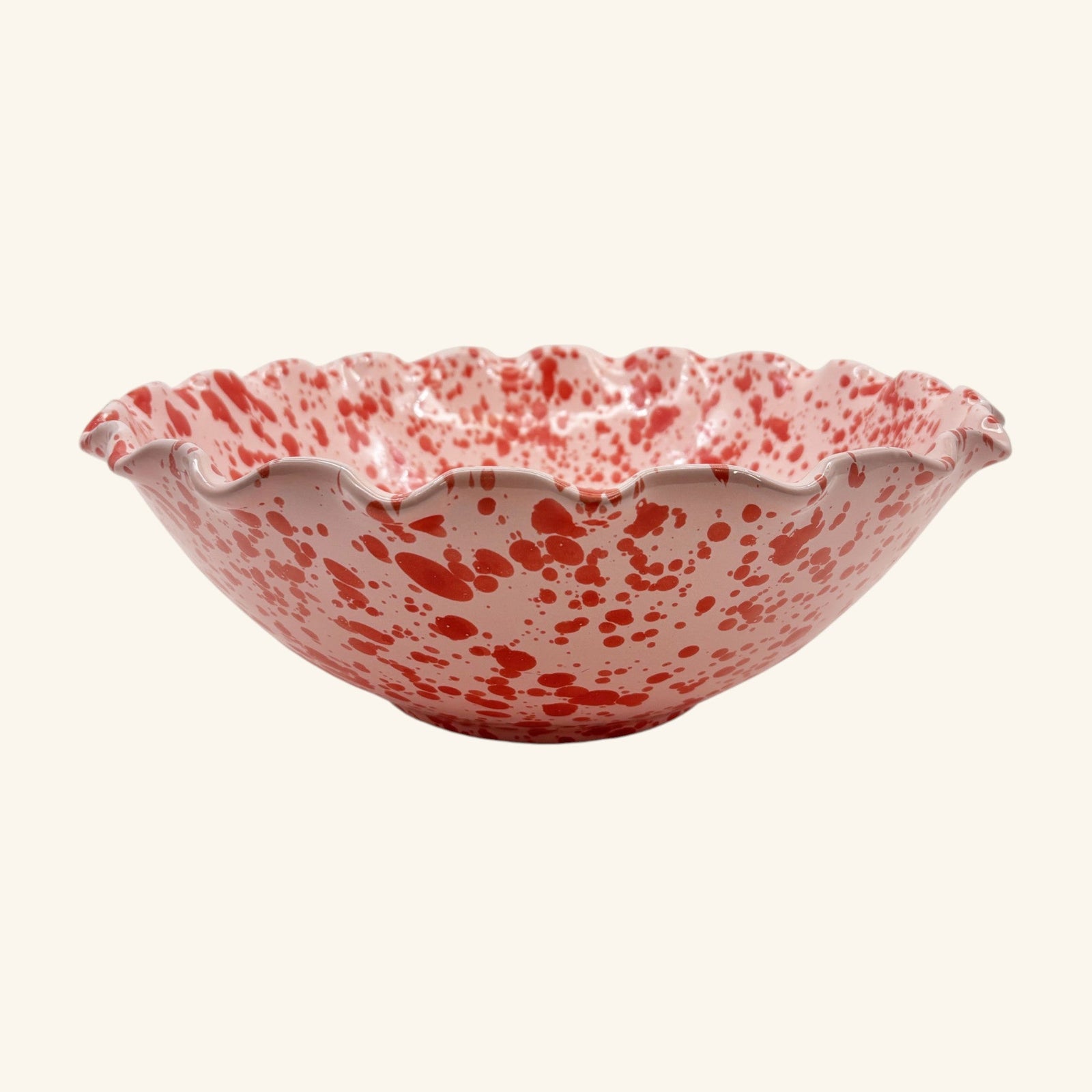 Large Splatterware Wavy Bowl