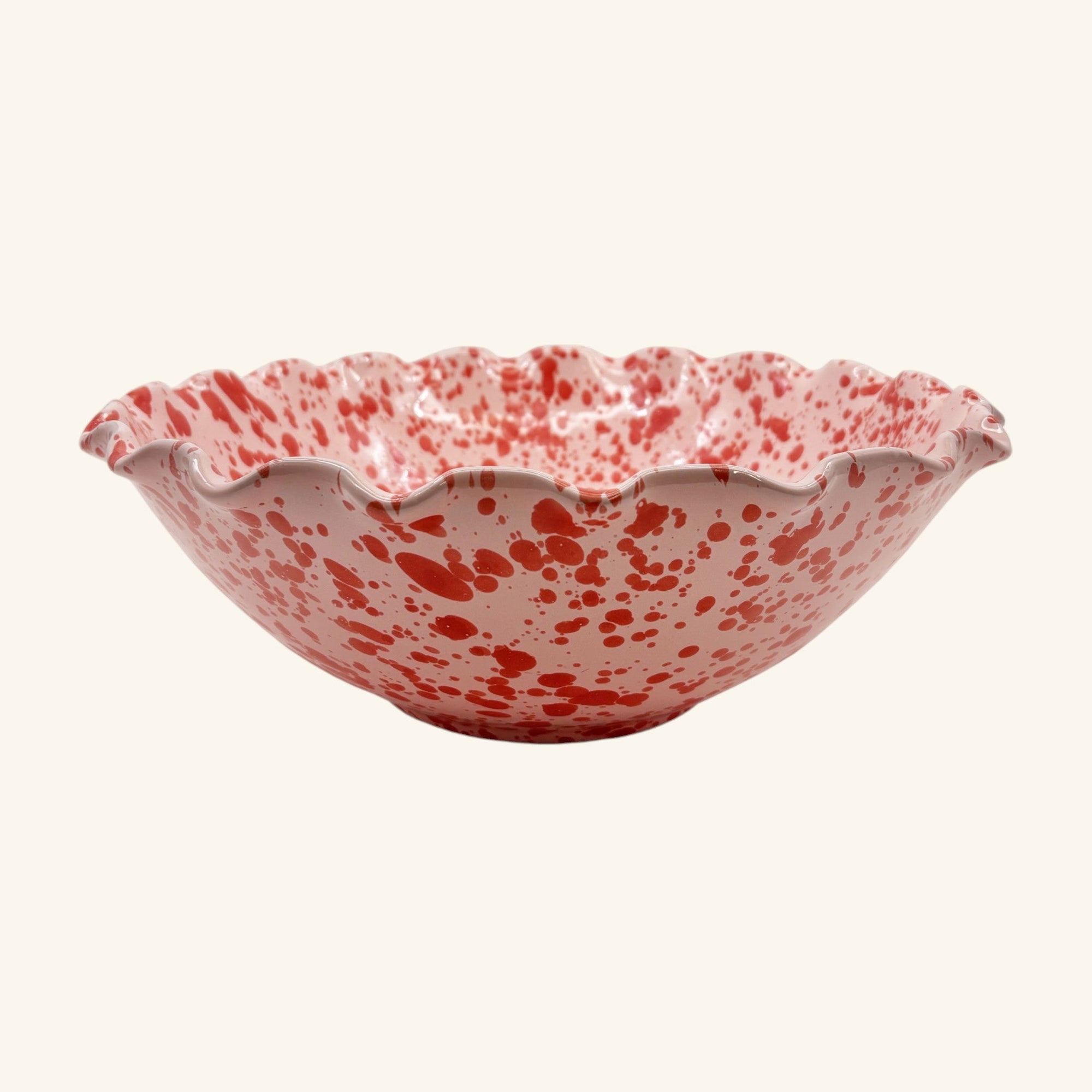 Large Splatterware Wavy Bowl