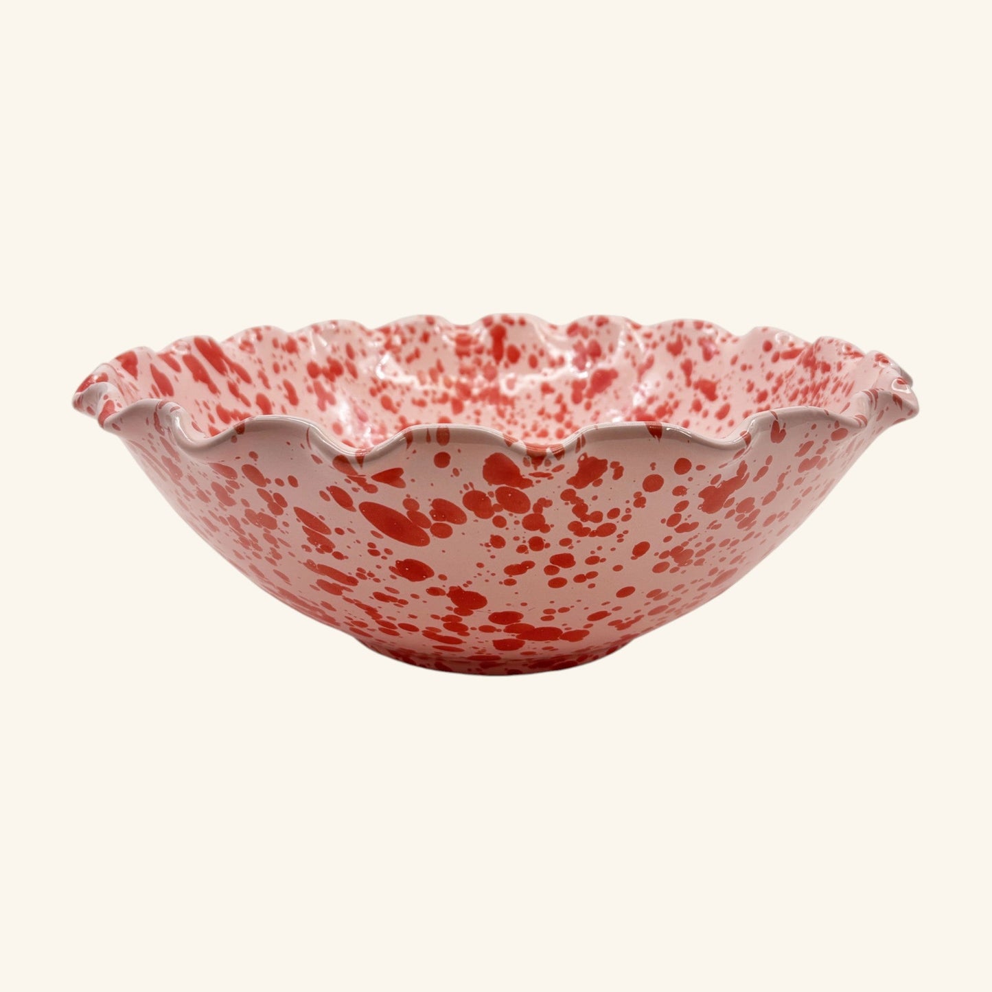 Large Splatterware Wavy Bowl
