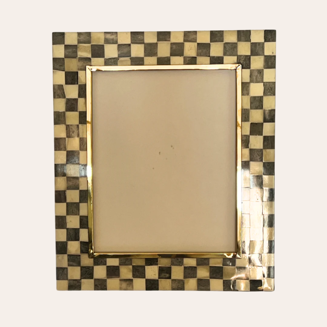 Large Photo Frame | Grey & White | Chequered