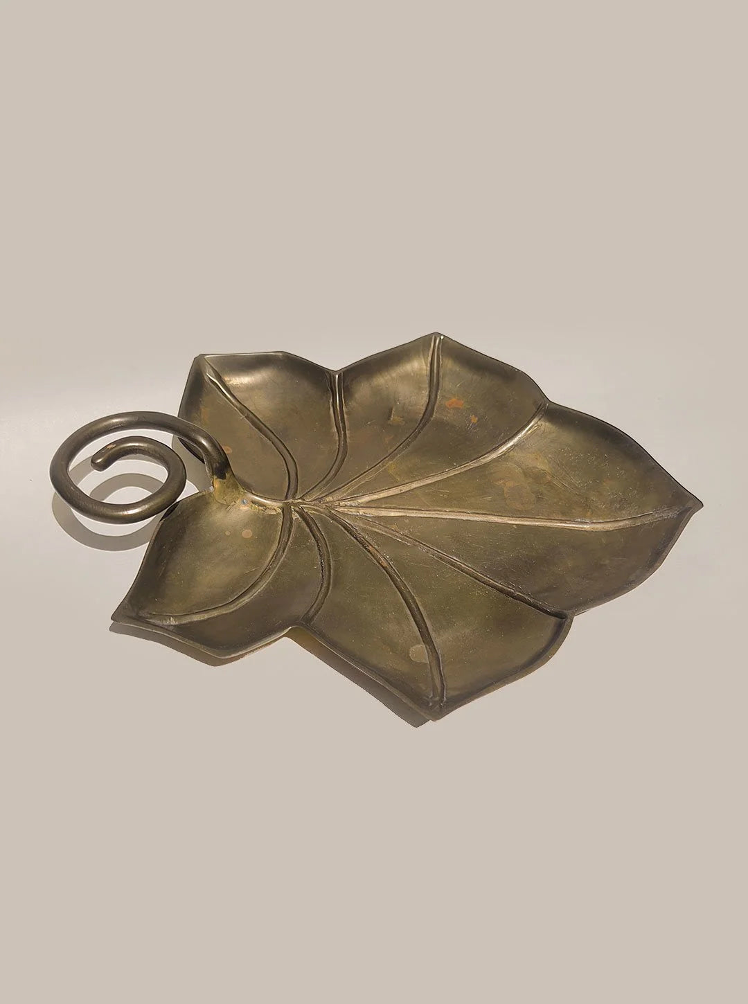 Vintage Large Brass Leaf Vide-Poche