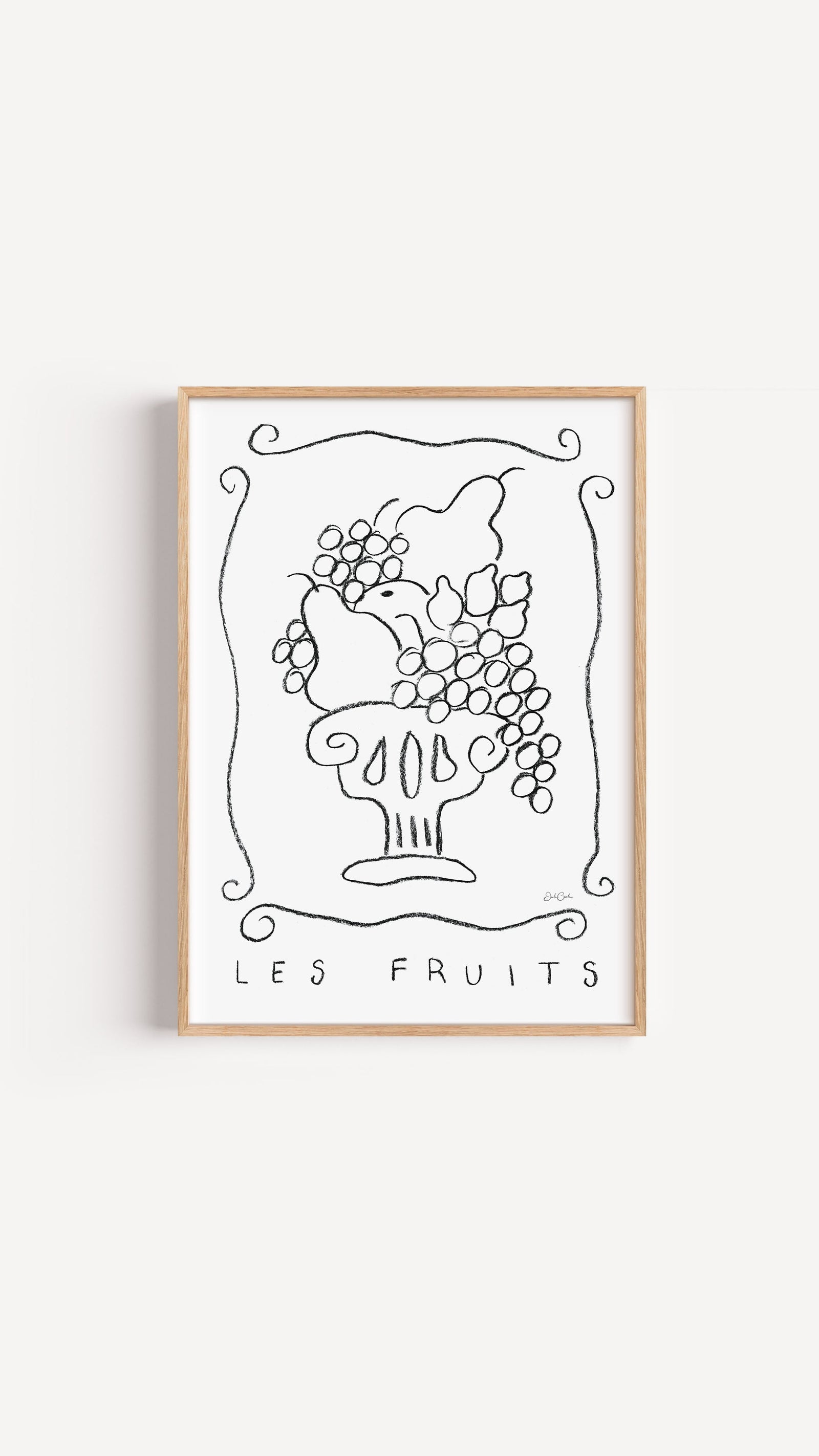 Les Fruits in black and white - botanical art print