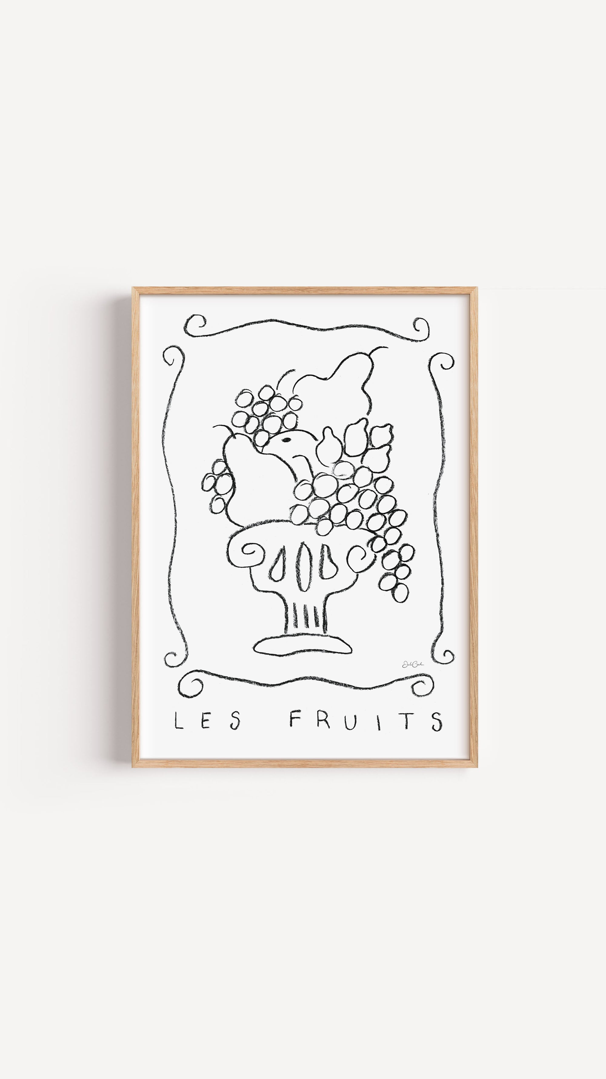 Les Fruits in black and white - botanical art print