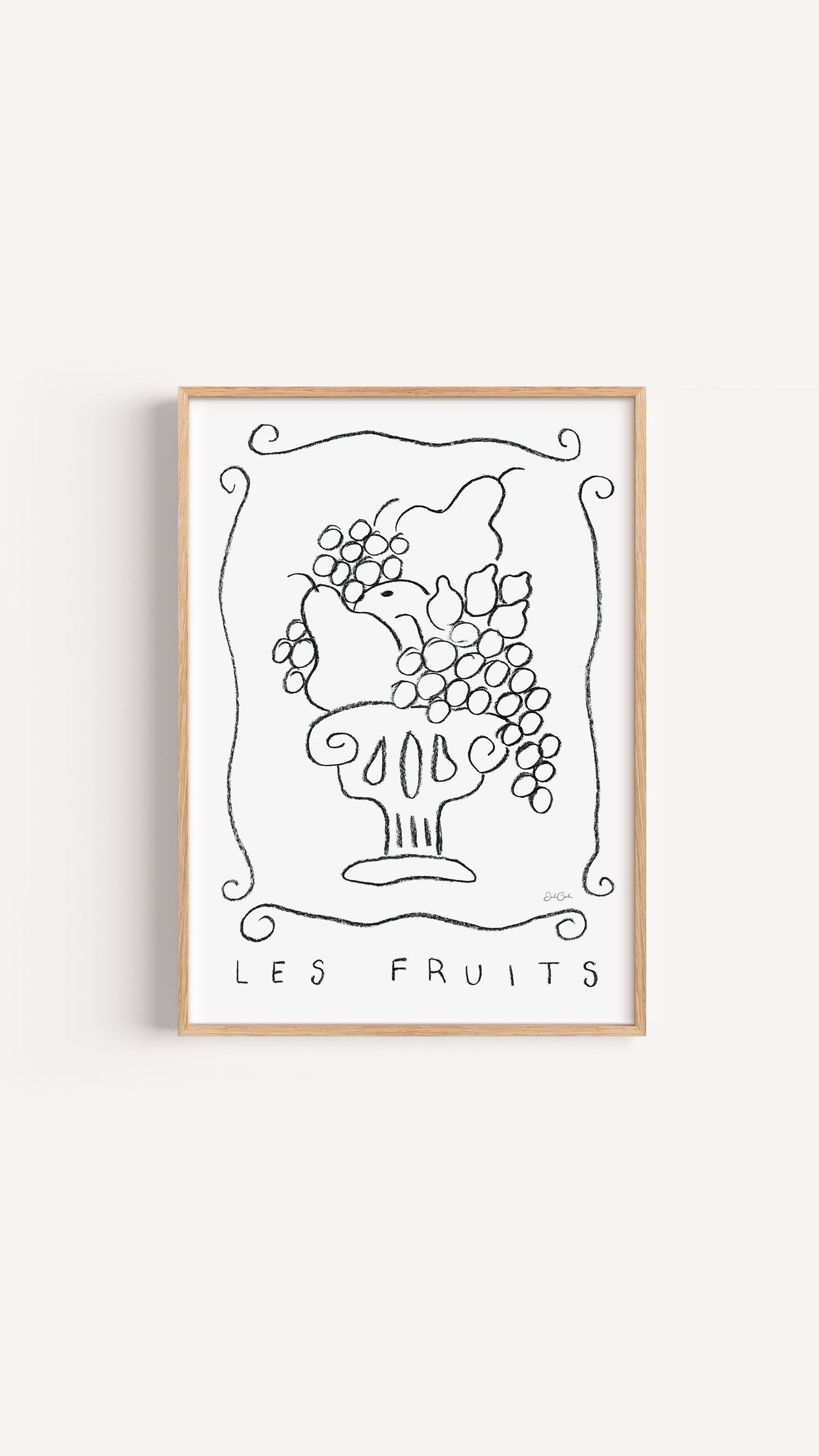 Les Fruits in black and white - botanical art print
