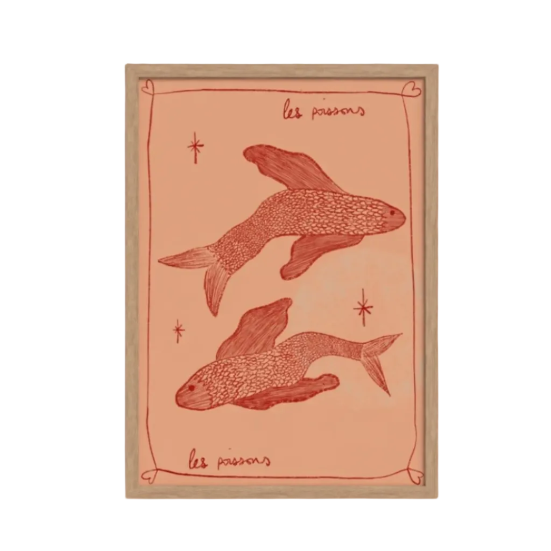 Les Poissons art print — hand-illustrated giclée by Queen of the Rodeo