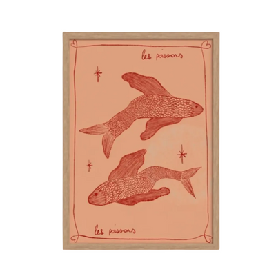 Les Poissons art print — hand-illustrated giclée by Queen of the Rodeo