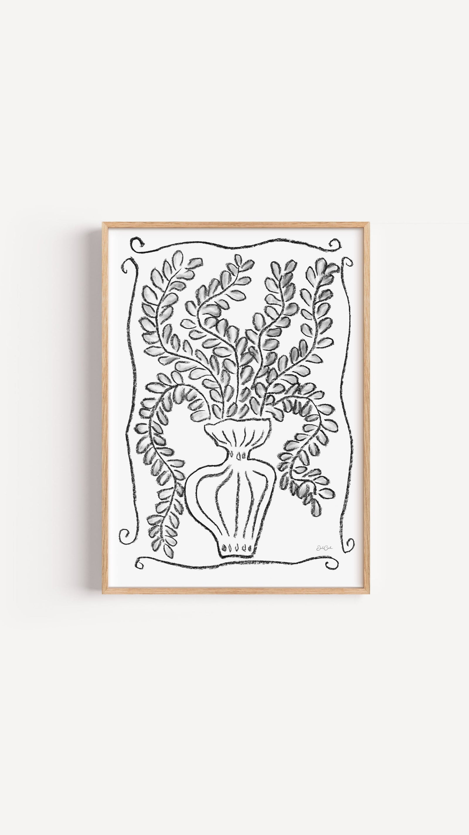Le Vase in black and white - botanical art print