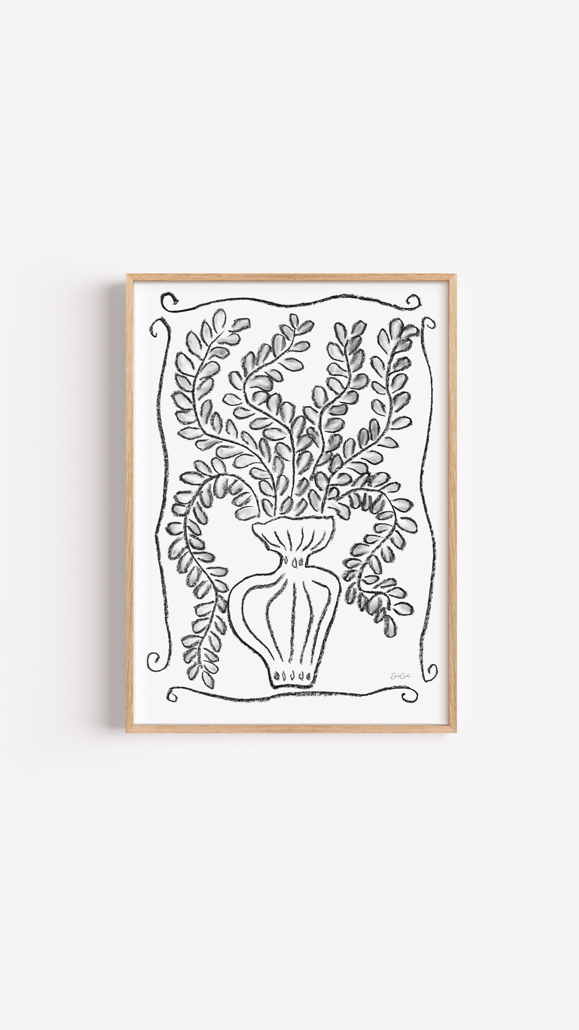 Le Vase in black and white - botanical art print