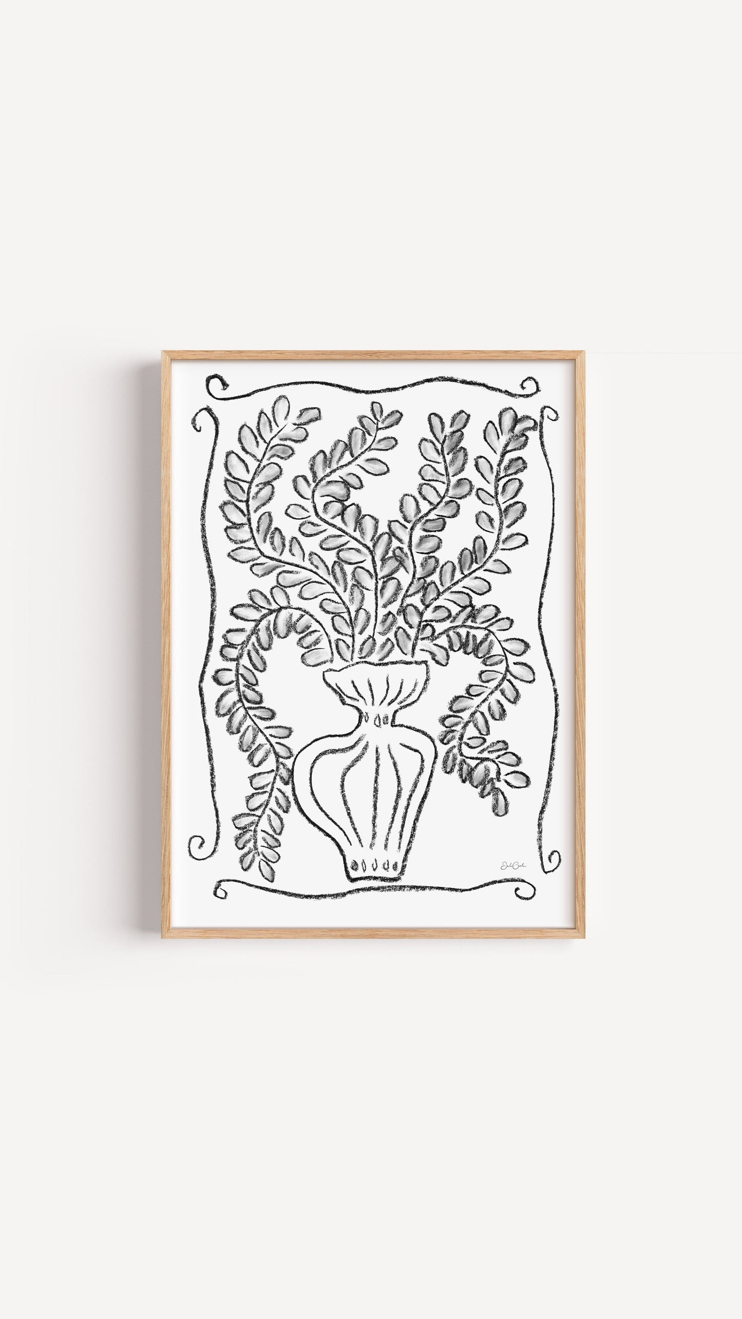 Le Vase in black and white - botanical art print