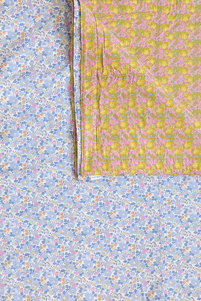 Reversible Stitch Border Bedspread made with Liberty Fabric BETSY & CLEMENTINA - Coco & Wolf