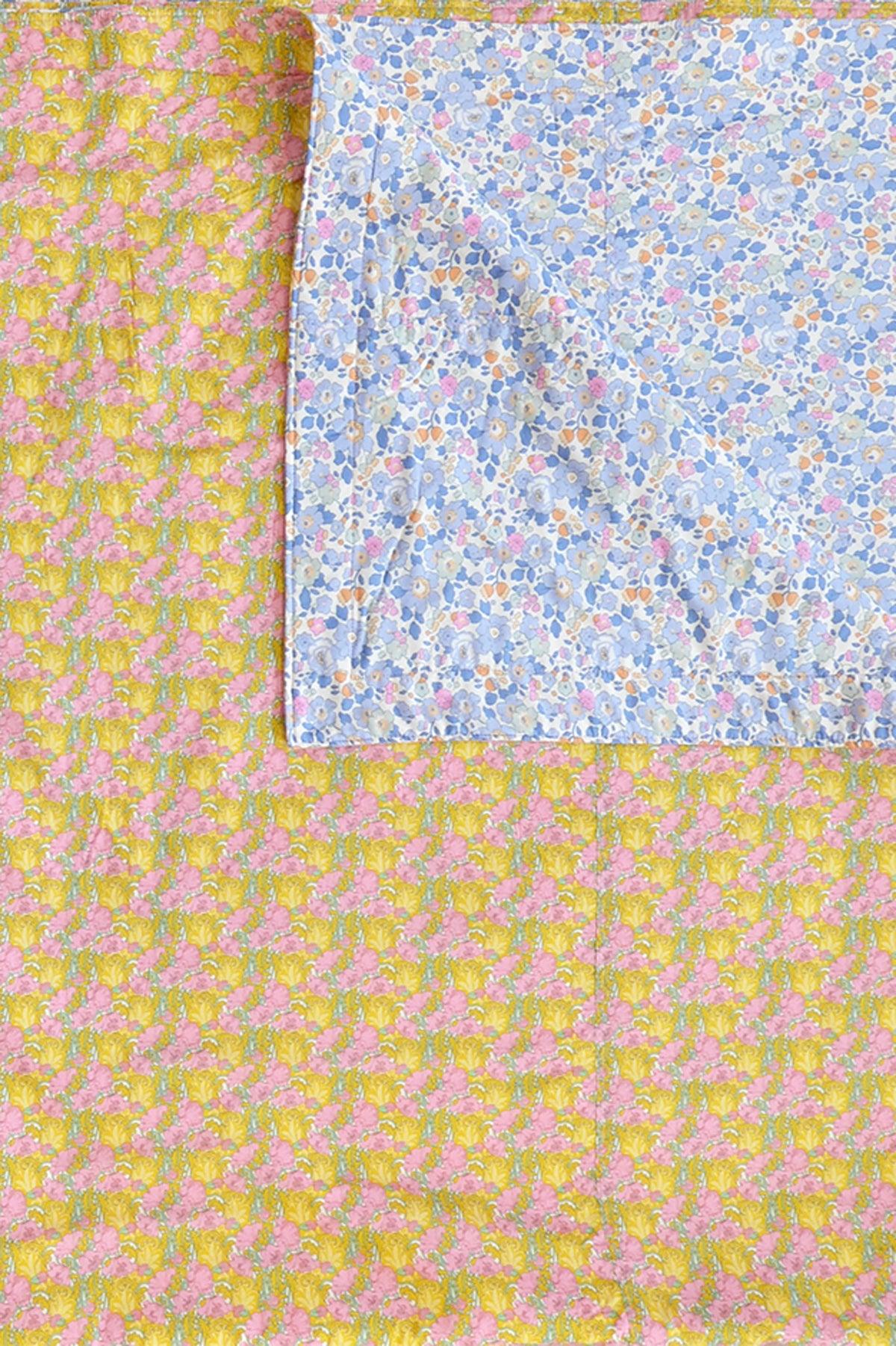Reversible Stitch Border Bedspread made with Liberty Fabric BETSY & CLEMENTINA - Coco & Wolf