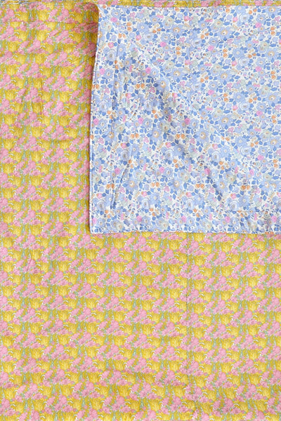Reversible Stitch Border Bedspread made with Liberty Fabric BETSY & CLEMENTINA - Coco & Wolf