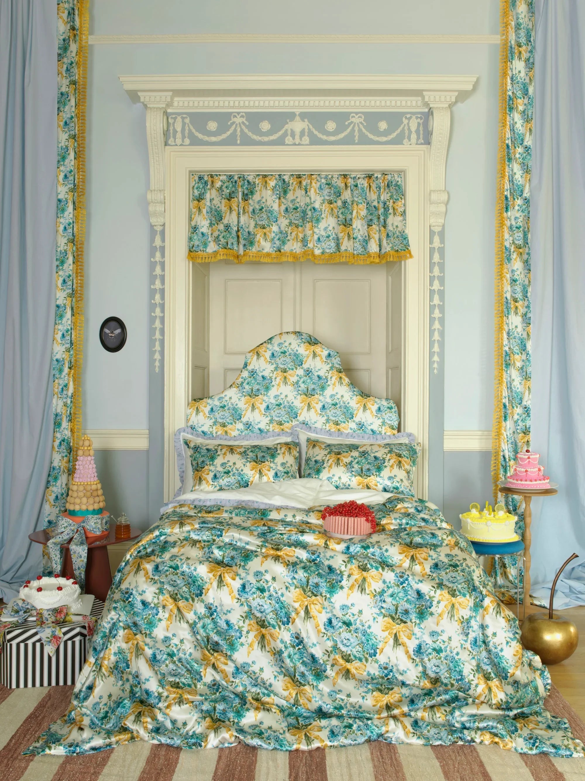Complete Bedding Set Made With Liberty Fabric Posy Corsage Blue